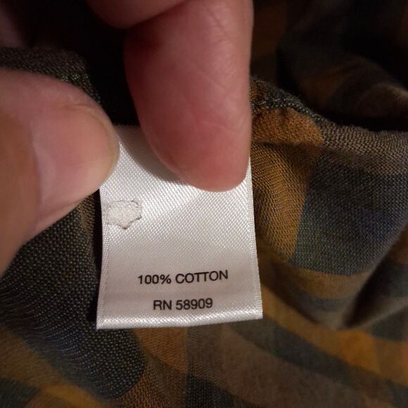 ROWM Men's Medium Shirt Button Down Long Sleeve 100% Cotton Corduroy Brown Plaid - Picture 8 of 16